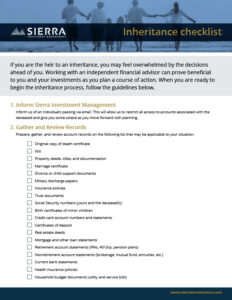 Sierra Investment Management - Inheritance Checklist (2025)